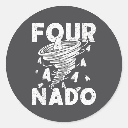 Sticker Rond Four Nado Fournado 4th Birthday 4 Years Old  (Devant)