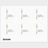 Sticker Rond Fourche Parties scintillant en or (Feuille)