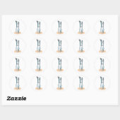 Sticker Rond fourchette et couteau dansant (Feuille)