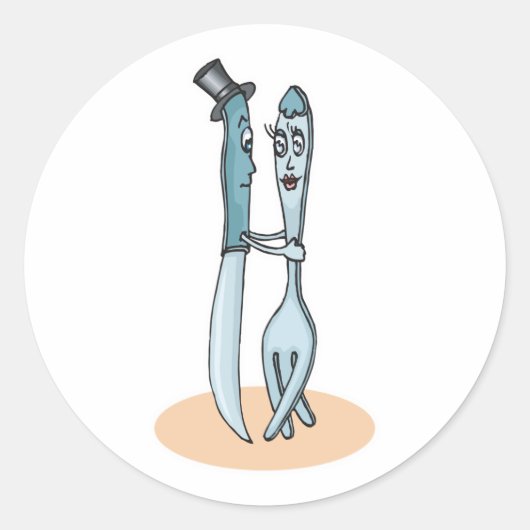 Sticker Rond fourchette et couteau dansant (Devant)