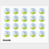 Sticker Rond Fourmi dansante sur l'herbe avec des fleurs (Feuille)