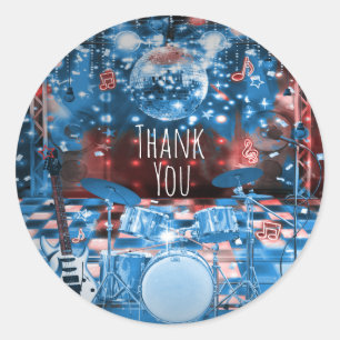 Sticker Rond Fourniture de fête d'anniversaire musicale de dans