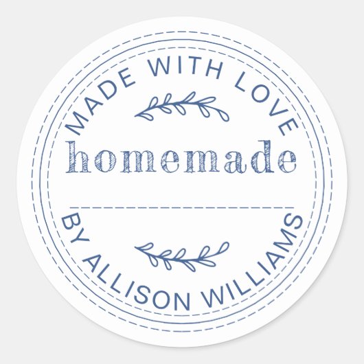 Sticker Rond Fournitures cuites maison rustiques blanches et bl (Devant)