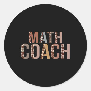 Sticker Rond Fournitures de coach de maths léopard amusant pour