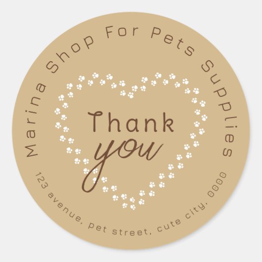 Sticker Rond Fournitures pour animaux de compagnie Merci (Devant)