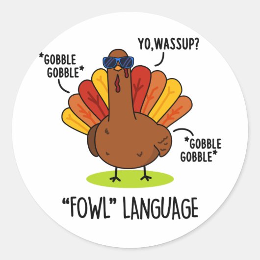 Sticker Rond Fowl Language Funny Turc Pun (Devant)