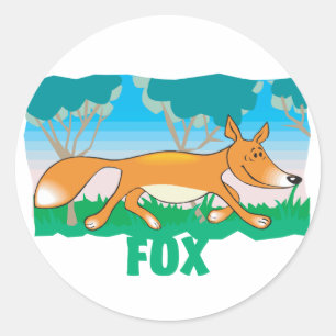 Sticker Rond Fox amical pour enfants