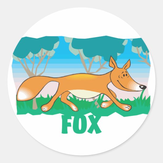 Sticker Rond Fox amical pour enfants (Devant)