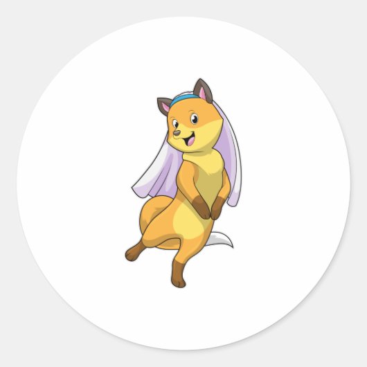 Sticker Rond Fox as Bride with Veil (Devant)