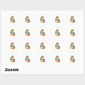 Sticker Rond Fox as nerd with Book & Glasses (Feuille)