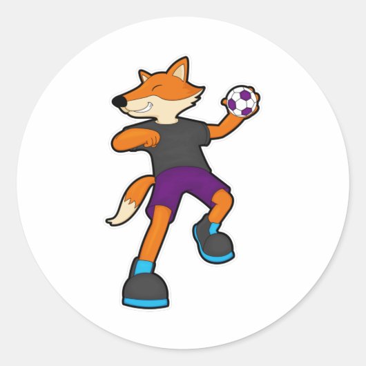 Sticker Rond Fox at Handball player avec Handball (Devant)
