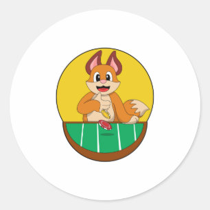 Sticker Rond Fox at Poker avec des jetons de Poker