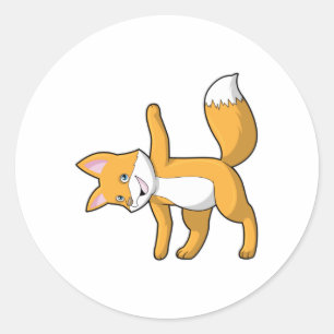 Sticker Rond Fox au Yoga Stretching