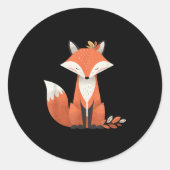 Sticker Rond Fox Automne laisse de mignons animaux boisés autom (Devant)