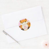 Sticker Rond Fox Baby shower rose (Enveloppe)