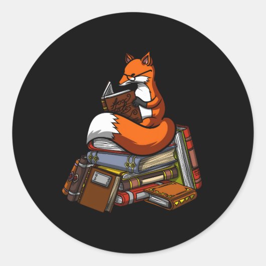 Sticker Rond Fox Book Lecture Librairie Animal (Devant)