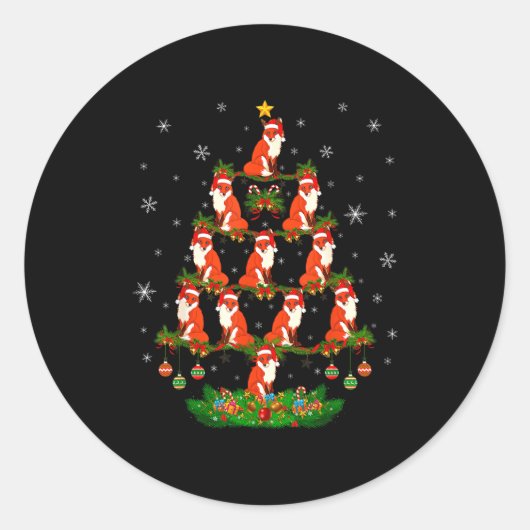 Sticker Rond Fox Christmas Tree Funny Xmas Lover (Devant)