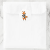 Sticker Rond Fox comme Magicien avec baguette magique et Casque (Sac)