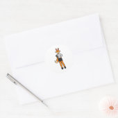 Sticker Rond Fox comme secrétaire avec Bloc-notes (Enveloppe)