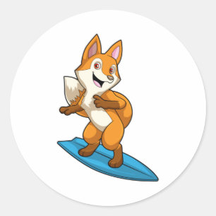 Sticker Rond Fox comme surfer avec Surfer