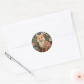 Sticker Rond Fox dans le jardin d'automne William Morris Style (Enveloppe)