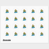 Sticker Rond Fox en Snowboard avec Snowboard (Feuille)