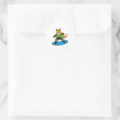 Sticker Rond Fox en Snowboard avec Snowboard (Sac)
