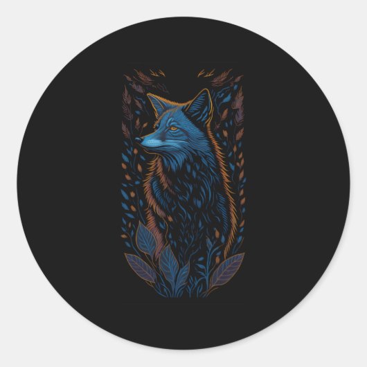 Sticker Rond Fox Goblincore Nature Sombre Woods (Devant)