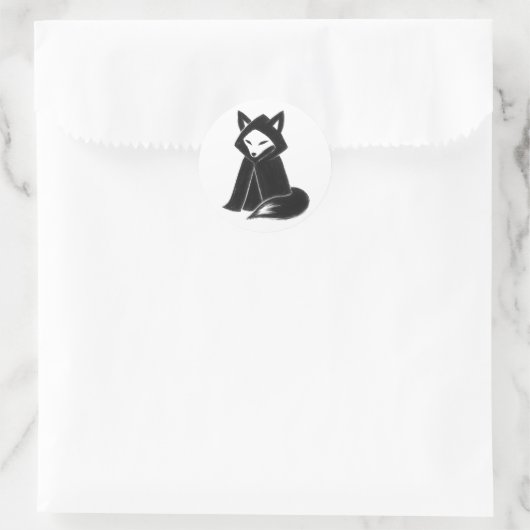 Sticker Rond Fox in Cloak – Mysterious Animal on (Sac)