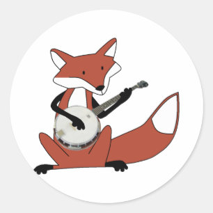 Sticker Rond Fox Jouer au banjo