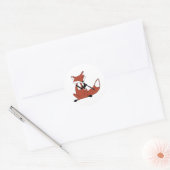 Sticker Rond Fox Jouer au Clarinet (Enveloppe)