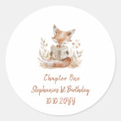Sticker Rond Fox Lecture d'un livre Chapitre Un 1er anniversair (Devant)