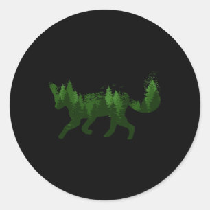Sticker Rond Fox Nature Forest Camping Randonnée Hunter Outdoor