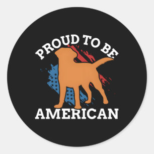 Sticker Rond Fox Red Lab Maman Papa Labrador Retriever Drapeau