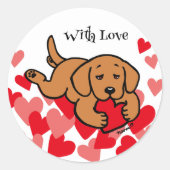 Sticker Rond Fox Red Labrador Chiot Coeur Cheval Coeur Valentin (Devant)