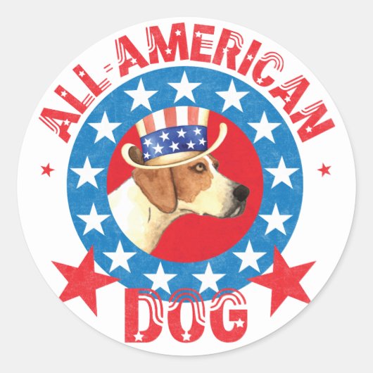 Sticker Rond Foxhound américain patriotique (Devant)
