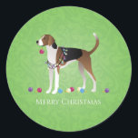 Sticker Rond Foxhound Christmas - Feliz Naughty Dog<br><div class="desc">American Foxhound chasse chien race vue latérale silhouette conception de Noël. Cette silhouette peut également représenter : Foxhound anglais, Foxhound, hound, chien de chasse, Austrian Pinscher, Ariegeois, Catahoula Leopard Dog, Leopard Dog, Blue Lacy, Braque Saint Germain, French White and Black Hound, Norwegian Hound, Dunker, Estonian Hound, Hamilton Hound, Swedish Foxhound,...</div>