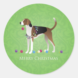Sticker Rond Foxhound Christmas - Feliz Naughty Dog