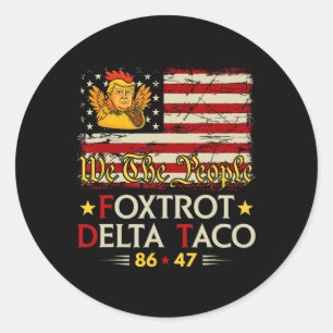 Sticker Rond Foxtrot Delta Taco 8647 Allons Taco Us Drapeau We 