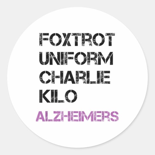 Sticker Rond Foxtrot Uniform Charlie Kilo, Pour Heimers _1 (Devant)