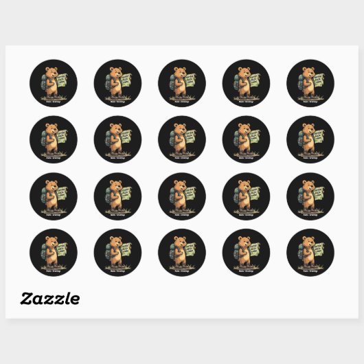 Sticker Rond Foxtrots Deltas Tangos Funny Ours Retro Graphisme (Feuille)