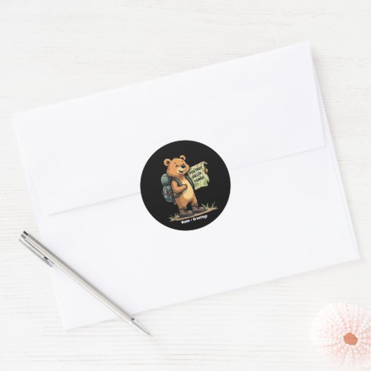 Sticker Rond Foxtrots Deltas Tangos Funny Ours Retro Graphisme (Enveloppe)