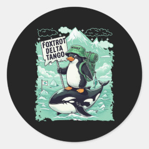 Sticker Rond Foxtrots Deltas Tangos Penguins Anti Trump