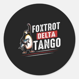 Sticker Rond Foxtrots Deltas Tangos Penguins Anti Trump