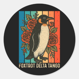 Sticker Rond Foxtrots Deltas Tangos Penguins Anti Trump 4