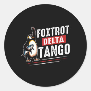 Sticker Rond Foxtrots Deltas Tangos Penguins Anti Trump 6