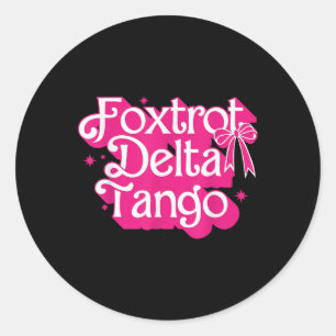 Sticker Rond Foxtrots Deltas Tangos Retro Coquette Rose Bow
