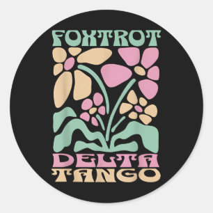 Sticker Rond Foxtrots Deltas Tangos Retro Floral Boho