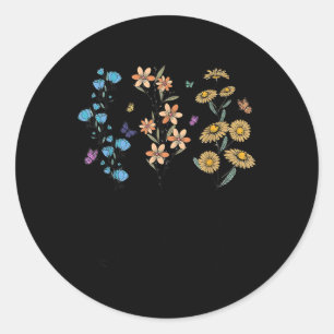 Sticker Rond Foxtrots rétro Deltas Tangos Fleur