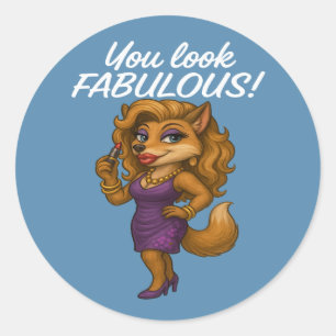 Sticker Rond Foxy en violet